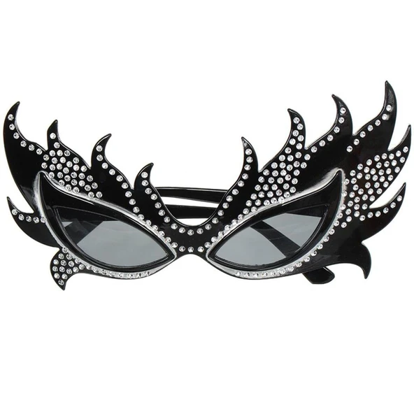 Taşlı Göz Kamaştıran Siyah Parti Alev Gözlük ürün görseli