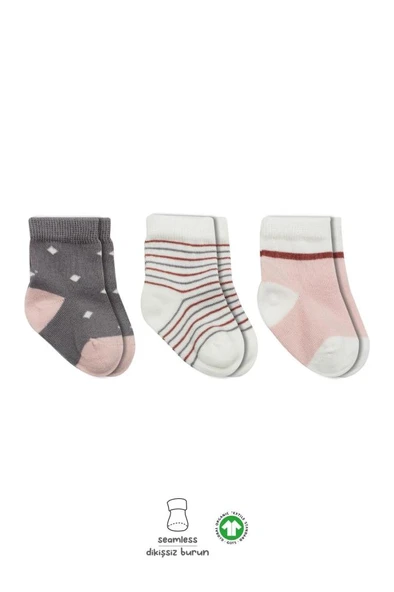 NessiWorld 3'Lü Penye Kız Soket Çorap BS10112 Gri ürün görseli