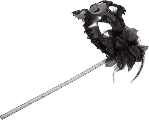 Siyah Işıltılı Tutmalı Fotoğraf Çekimi Maskesi 18x29 cm - Resim 4