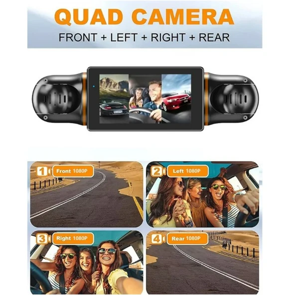 Ozmik V10 Araç Kamerası  4 Kameralı  Gps Takip- G Sensör 1080P Kayıt  Wifi  Özellikli - 9