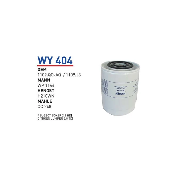 Wy404 Oem 1109.QO-AQ/1109.J3 Fiat ducato 2.8 jtd Otomobil yağ filtre oil filter ürün görseli 1