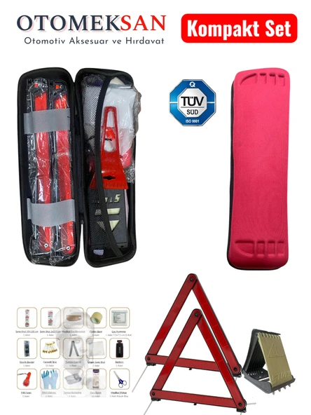 EVA Çantalı Trafik ve İlk Yardım Seti – 2 Reflektör + Teker Takozu + Cam Kazıyıcı + Mini İlk Yardım ürün görseli