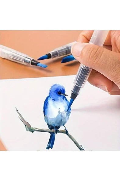Fırça Uçlu, Brush Pen, Suluboya Fırçaları, Su Ve Mürekkep Hazneli Fırça Kalem-s Beden - Resim 4
