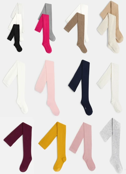 3'lü Organik Pamuklu Kız Bebek & Çocuk Külotlu Çorap