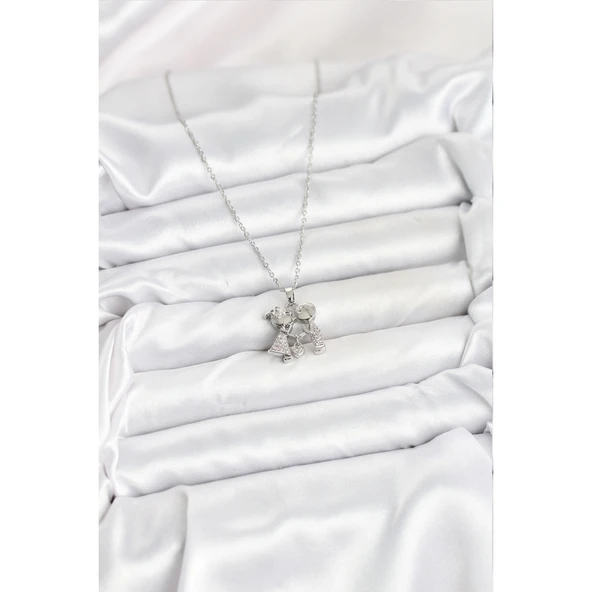 316L Çelik Zincir Gümüş Renk Erkek Kız Model Kadın Kolye - 2