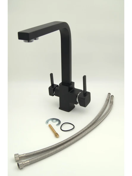 Arıtmalı Lüx Kare Mutfak Eviye Bataryası-Siyah - Resim 3