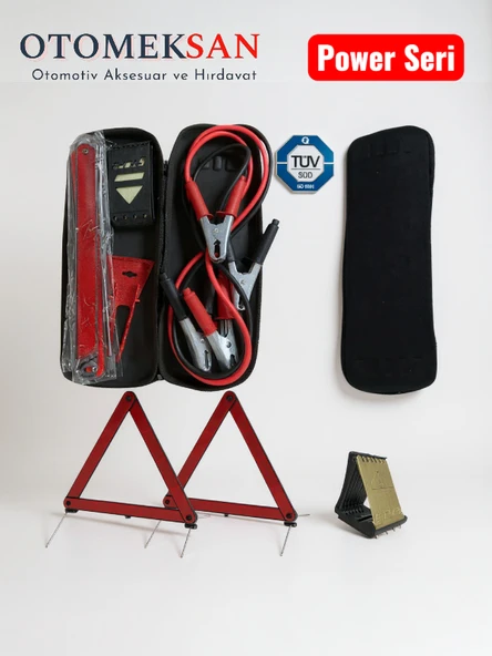 EVA Çantalı Trafik Seti – Power Seri | Akü Takviye Kablosu + 2 Reflektör + Teker Takozu + Cam Kazıyı ürün görseli