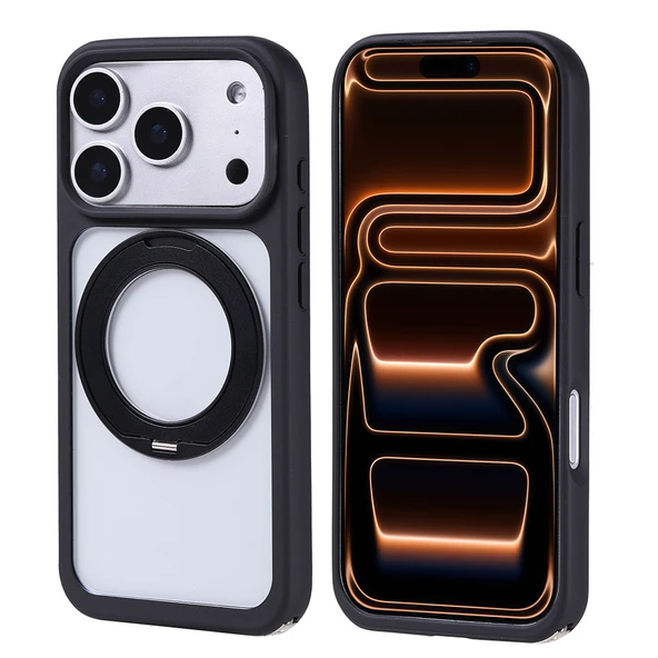 iPhone 17 Pro Max Kılıf M-Safe Şarj Özellikli Standlı Piza Silikon Kılıf - Resim 3