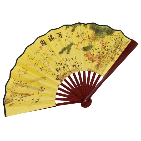 Çin Bambu Keten Kumaş Yelpaze Orta Çanta Boy No.9 - Resim 2