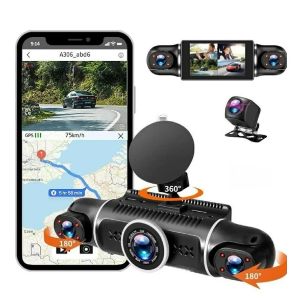 Ozmik V10 Araç Kamerası 4 Kameralı Gps Takip- G Sensör 1080P Kayıt Wifi Özellikli
