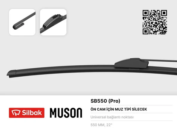 SILBAK SB550 SİLECEK SÜPÜRGESİ 550mm MUZ TİPİ ÜNİVERSAL ürün görseli 1