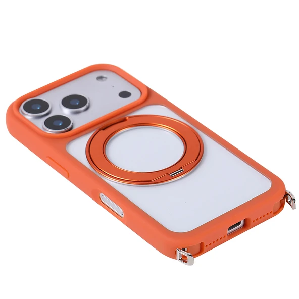 iPhone 17 Pro Max Kılıf M-Safe Şarj Özellikli Standlı Piza Silikon Kılıf - Resim 7