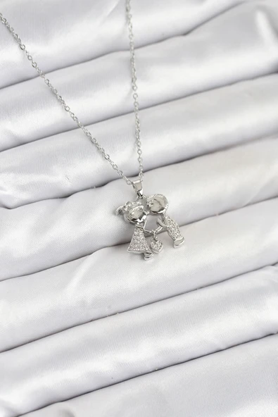 316L Çelik Zincir Gümüş Renk Erkek Kız Model Kadın Kolye ürün görseli 1