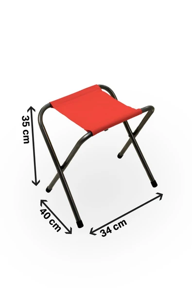Exent 45X60 cm Kamp Sehpası + 4 Adet KIRMIZI Tabure Piknik, bahçe balkon sehpası Katlanır Sehpa-ME-4K - Resim 3