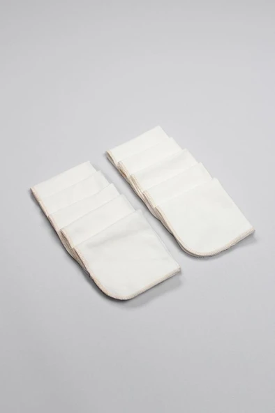 NessiWorld Organik 28x28 10'Lu Penye Mendil 90101 Ekru - Resim 3