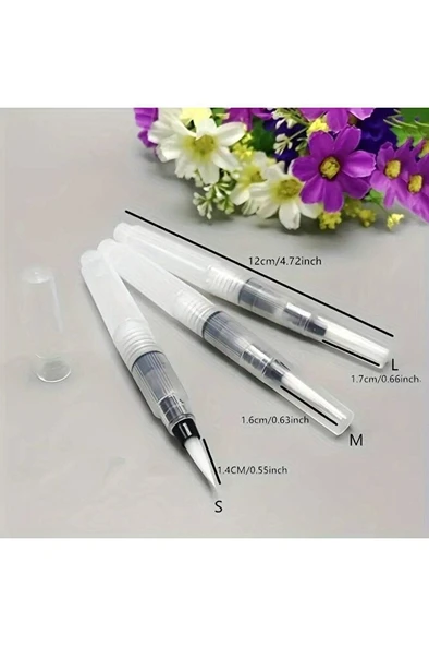 Fırça Uçlu, Brush Pen, Suluboya Fırçaları, Su Ve Mürekkep Hazneli Fırça Kalem-s Beden - Resim 2
