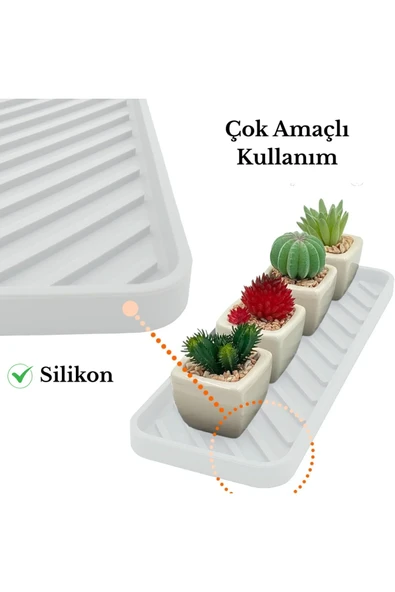 TİNEKE  Silikon Yağdanlık Yağlık Standı Altlık ,çok Amaçlı Organizer Sunumluk ,sabunluk Altlığı 1 ADET BEYAZ - 4