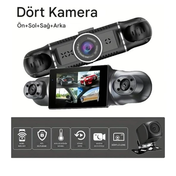 Ozmik V10 Araç Kamerası  4 Kameralı  Gps Takip- G Sensör 1080P Kayıt  Wifi  Özellikli - 2
