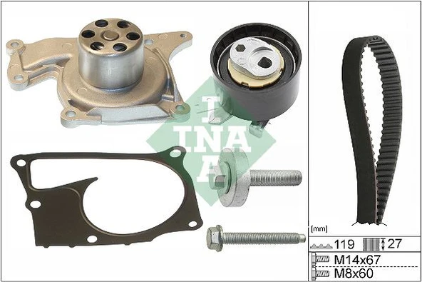 INA 530060730 TRIGER KAYIS SETI MERCEDES OM607 W176 W246 C117 W415 X156 . CLIO IV 12> SYMBOL III 13> FLUENCE 09> MEGANE IV 15>SANDERO II 12>DUSTER 10>QASHQAI II 13>PULSAR 14>JUKE 10> K9K 1.5 dCi EURO ürün görseli 1