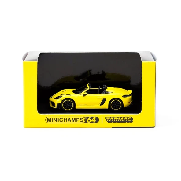 WorNessiWorld x NessiWorldchamps 1/64 Porsche 718 Spyder RS Racing Yellow - Resim 3