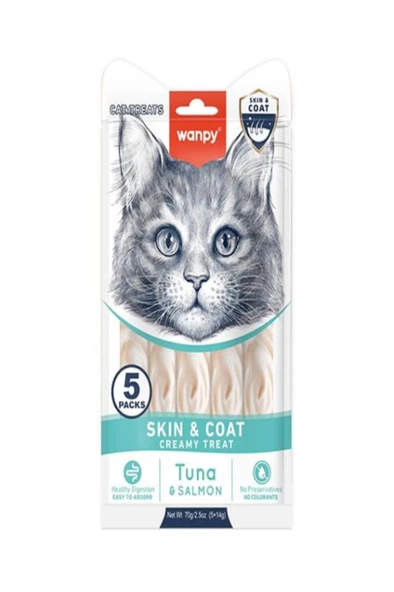 Wanpy Skin&Coat Sıvı Kedi Ödülü – Cilt ve Tüy Sağlığı İçin (5x14gr) ürün görseli