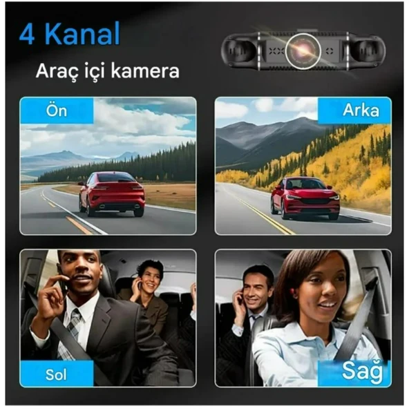 Ozmik V10 Araç Kamerası  4 Kameralı  Gps Takip- G Sensör 1080P Kayıt  Wifi  Özellikli - 6