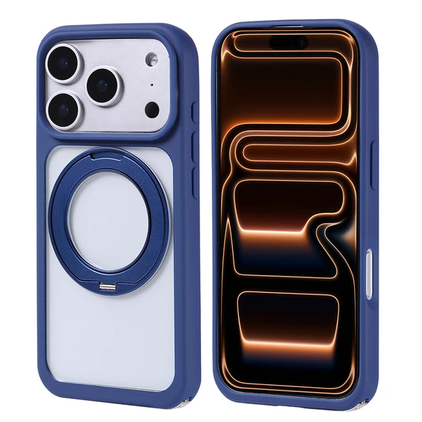 iPhone 17 Pro Max Kılıf M-Safe Şarj Özellikli Standlı Piza Silikon Kılıf - Resim 4