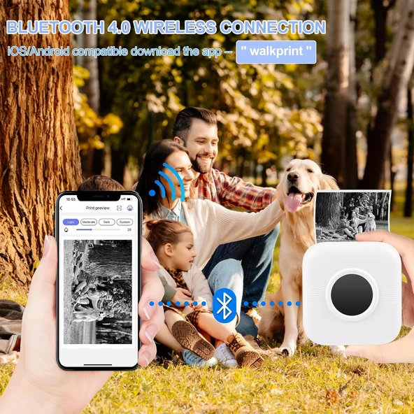 C17 Mini Taşınabilir Yazıcı 12 Rulo Kağıtlı Mürekkepsiz Etiket Yazıcısı  Mini Termal Yazıcı Beyaz - Resim 3