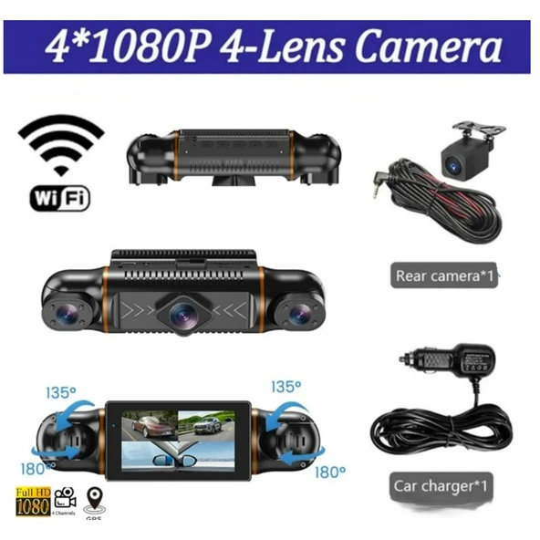 Ozmik V10 Araç Kamerası  4 Kameralı  Gps Takip- G Sensör 1080P Kayıt  Wifi  Özellikli - 3