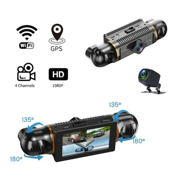 Ozmik V10 Araç Kamerası  4 Kameralı  Gps Takip- G Sensör 1080P Kayıt  Wifi  Özellikli - 5