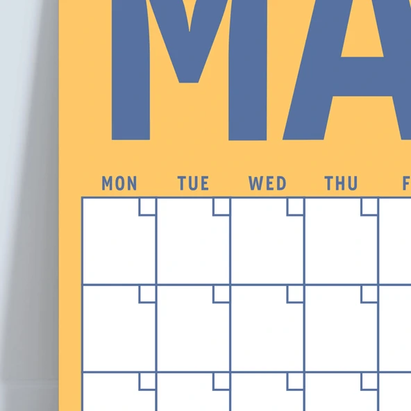 Zamansız Aylık Planlayıcı Dev Takvim, Sürekli Takvim, 12 Ay Tarihsiz Takvim, 33 x 48 cm, A4, Pastel Parlak Retro Renkler - Resim 4