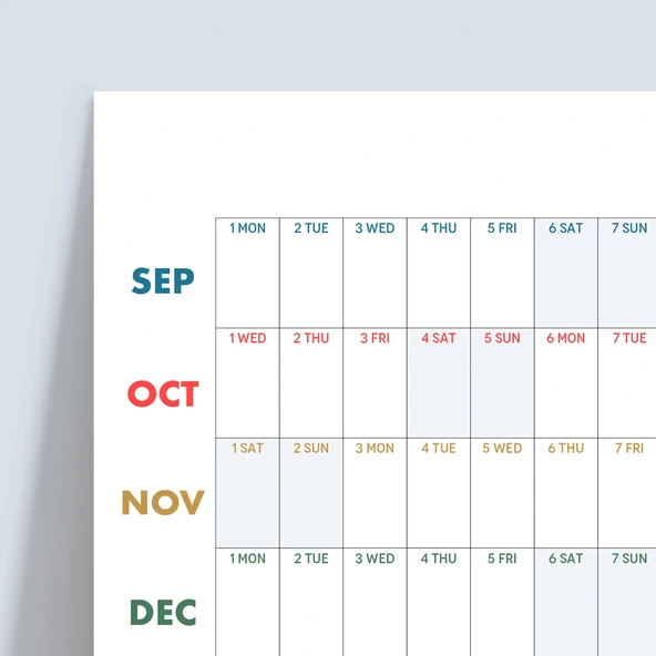 2025-2026 Akademik Yıl Takvimi | Eylül Başlangıçlı Yıllık Planlayıcı Duvar Takvimi | Renkli Takvim | Okul ve Ofis için B - 3