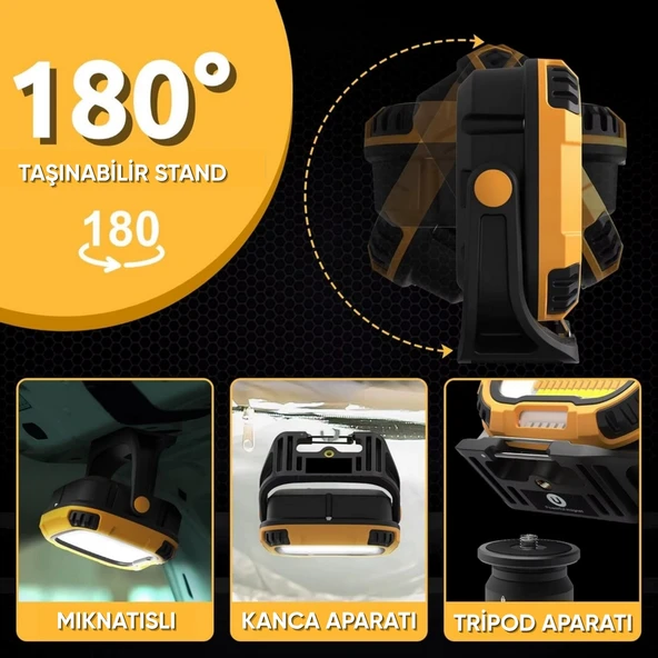 Şarj Edilebilir Çalışma Lambası - Wison - Çok Fonksiyonlu - Mıknatıs & Kancalı - Resim 2