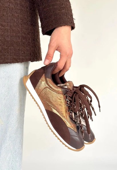 BİÇOMİ Ranu Kahverengi Cilt Paraşüt Detaylı Bağcıklı Spor Ayakkabı - Resim 2