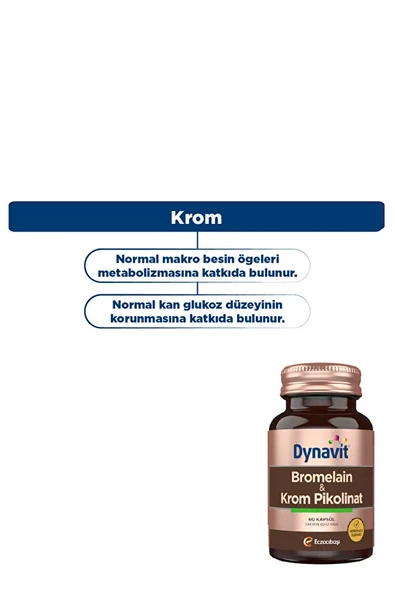 Dynavit, Bromelain ve Krom Pikolinat, Takviye Edici Gıda - 60 Kapsül - Resim 6