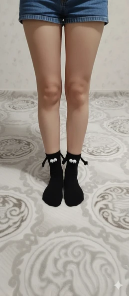 Siyah Halay Çeken Çorap Arkadaş Çorabı - Resim 2