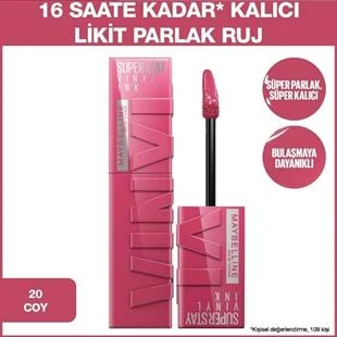 Maybelline Super Stay Vinyl Ink Kalıcı Likit Parlak Ruj - 20 Coy ürün görseli