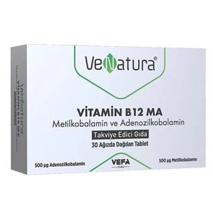 Venatura Vitamin B12 MA Metilkobalamin ve Adenozilkobalamin 30 Tablet ürün görseli
