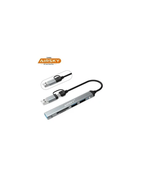 Technow USB 3.0/USB 2.0/SD/TF Girişli 5 in 1 Tip-C Çevirici Adaptörü - Resim 6