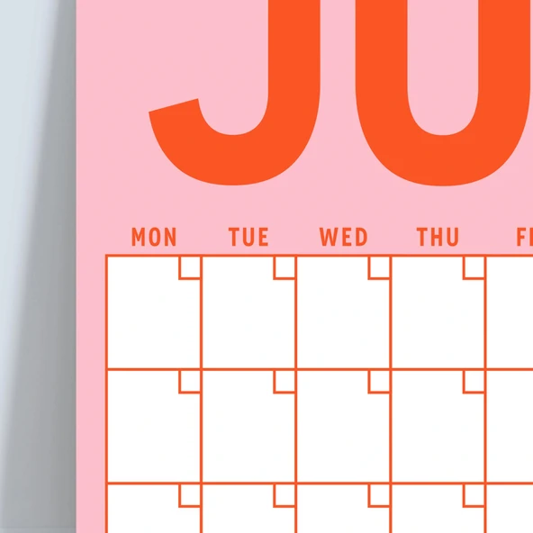 Zamansız Aylık Planlayıcı Dev Takvim, Sürekli Takvim, 12 Ay Tarihsiz Takvim, 33 x 48 cm, A4, Pastel Parlak Retro Renkler - Resim 3