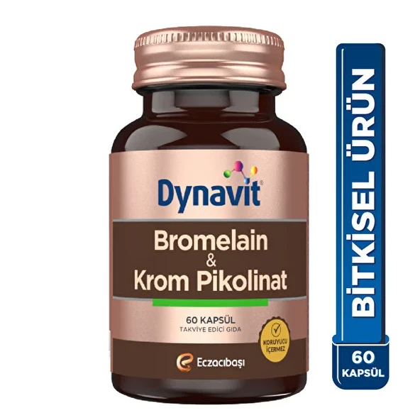 Dynavit, Bromelain ve Krom Pikolinat, Takviye Edici Gıda - 60 Kapsül ürün görseli