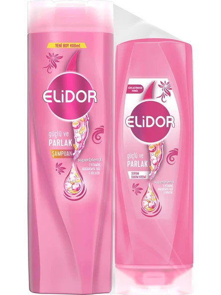 Elidor Güçlü ve Parlak Şampuan 400 Ml + Saç Kremi 200 Ml Set ürün görseli 1