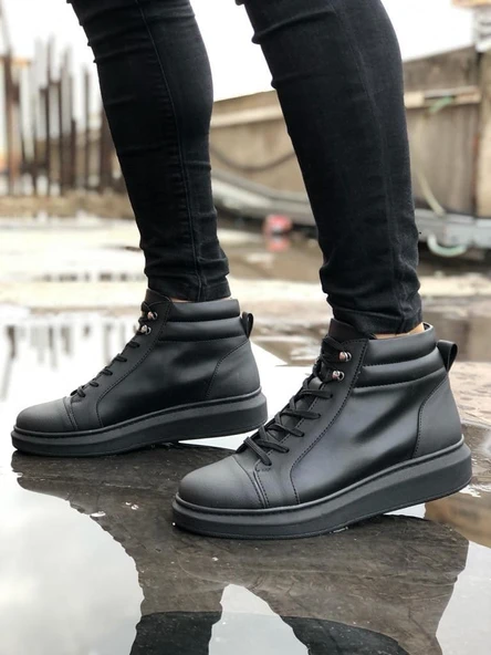 New Toronto Siyah Deri Bağcıklı Erkek Spor Bot - 2