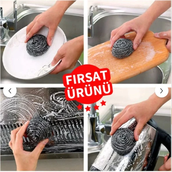 Technow %100 Paslanmaz Çelik Sürtme Bulaşık Ovma Teli 8 Adet - Resim 4