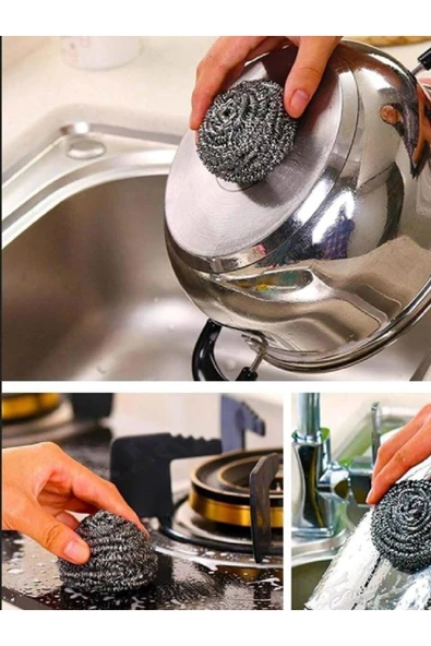 Technow %100 Paslanmaz Çelik Sürtme Bulaşık Ovma Teli 8 Adet - Resim 2