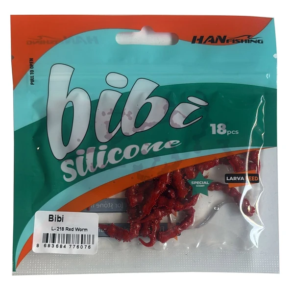 HanFish Bibi 5cm 18 Adet LRF İstavrit Silikonu  S-020 Red Worm ürün görseli 1