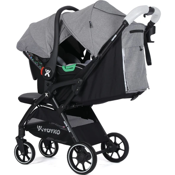 Wow Kabin Boy Tek Elle Kolay Katlanır Travel Bebek Arabası Autofold Grey Black - Resim 3