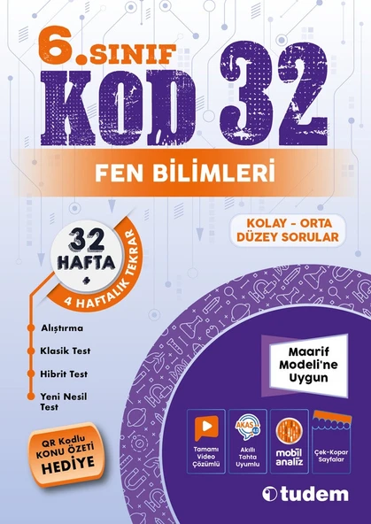 TUDEM YAYINLARI 6. Sınıf Fen Bilimleri Kod 32 ürün görseli