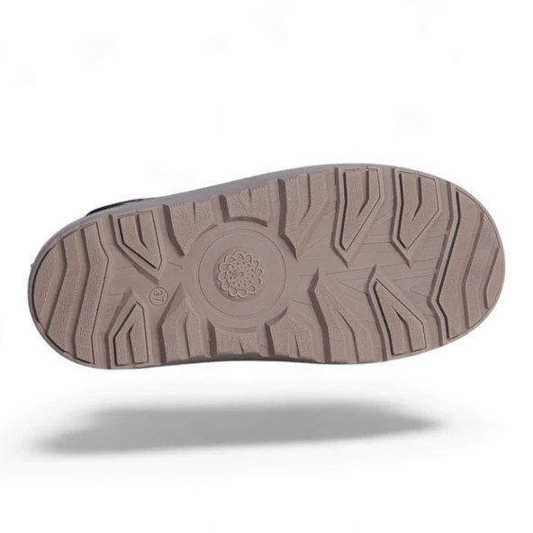 Twincers 2028 Siyah-Bej Kadın Kışlık Düz Bot Ayakkabı - Resim 4