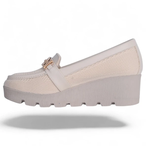 Esracan 2155 Krem Kadın Babet Ayakkabı - Resim 3